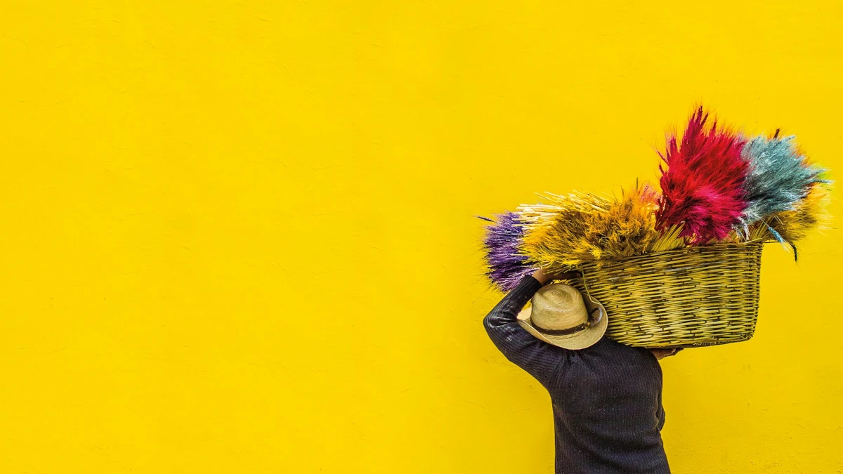 Demo24 Person In Black Top Carrying Brown Wicker Basket